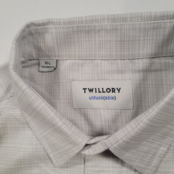 Twillory Untuck(able) Men's Button Down Long Sleeve Stretch Shirt M-L Gray - Picture 3 of 10